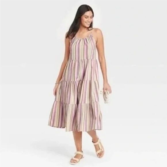 Universal Thread Dresses & Skirts - Universal Thread Women's Midi Tiered Dress Sleeveless Striped NWT